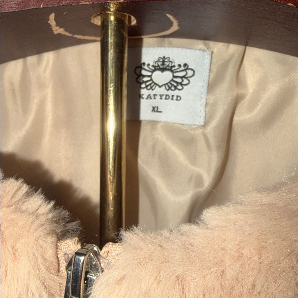 Katydid Beige Stone Faux Fur Bomber Jacket - Picture 6 of 9